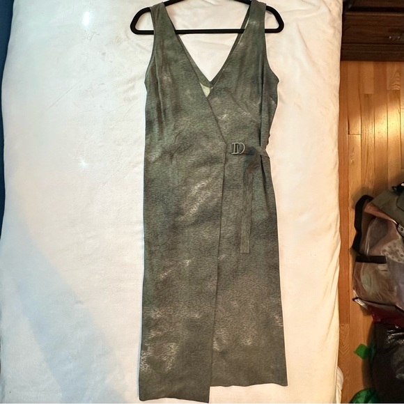 Lululemon LAB Wrap it Up Belted Midi Dress 4 sage green sweat wicking stretch - Picture 2 of 10